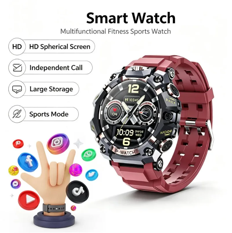 Full Netcom Android Smart Watch, Waterproof Heart Rate Monitor Multifunctional Unisex Outdoor Sports Smart Wristwatch
