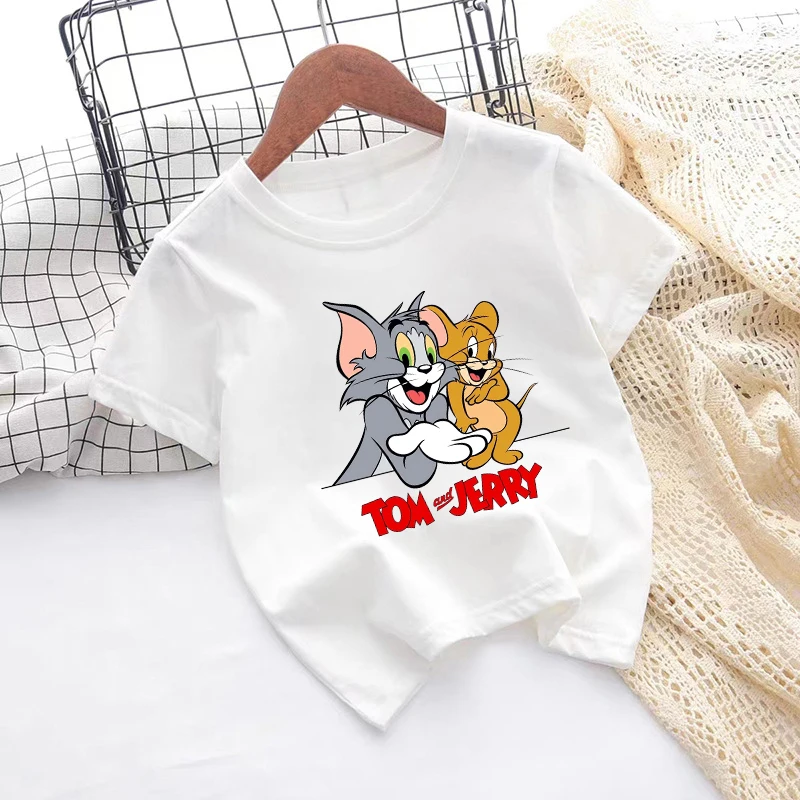 2026 Tom and Jerry T-shirt Children Short Sleeve Boy Girl Clothes Casual Wear Summer Kids Outfit Fashion Tops Birthday Gift New