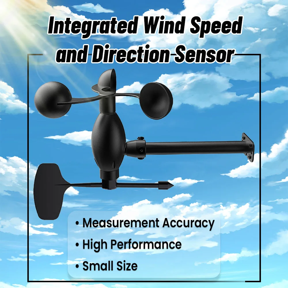 0-30m/s Aluminum Alloy Integrated Wind Speed Direction 360 Degrees Sensor All-in-one Weather Measurement Transmitter RS485 0-5V