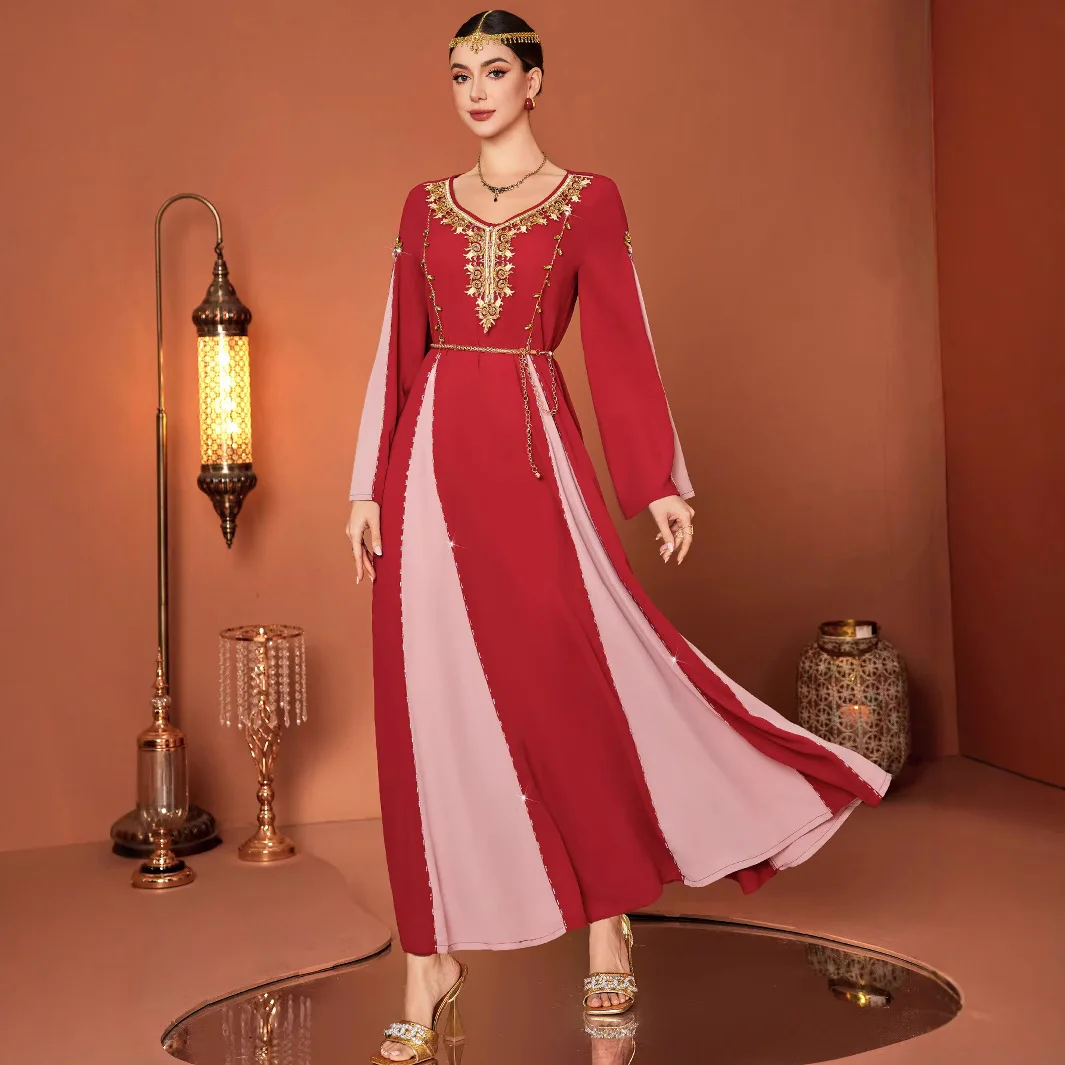 

Eid Diamond Dress Women Abaya Lace-up Long Dresses Vestidos Largos Muslim Party Caftan Jalabiya Ramadan Dubai Long Robe 2025