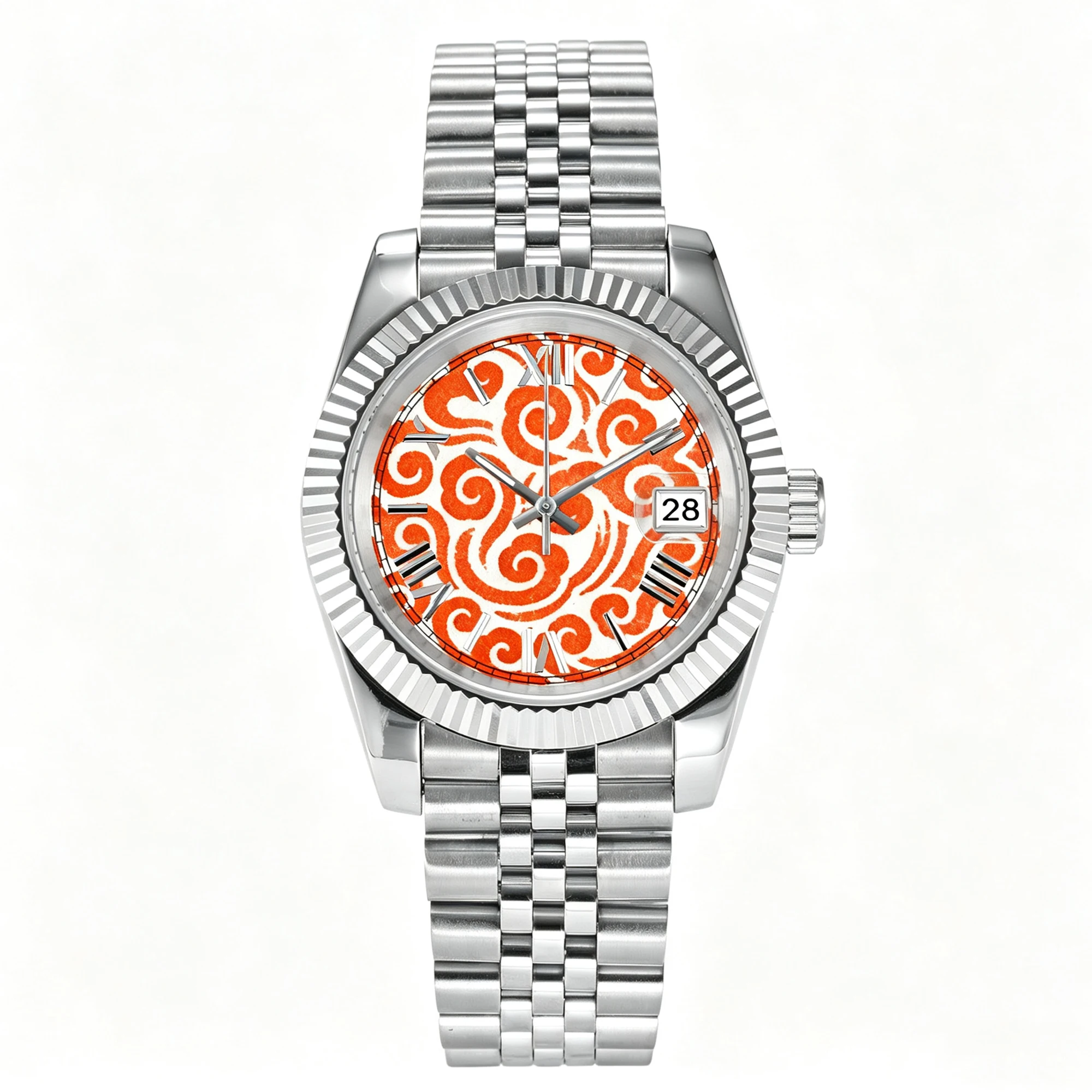 41/39/36mm NH35 Chinese Culture Ink Style Oyster Men's Watch Carbon Fiber Dial Ice Blue Night Light High Quality Men's Watch