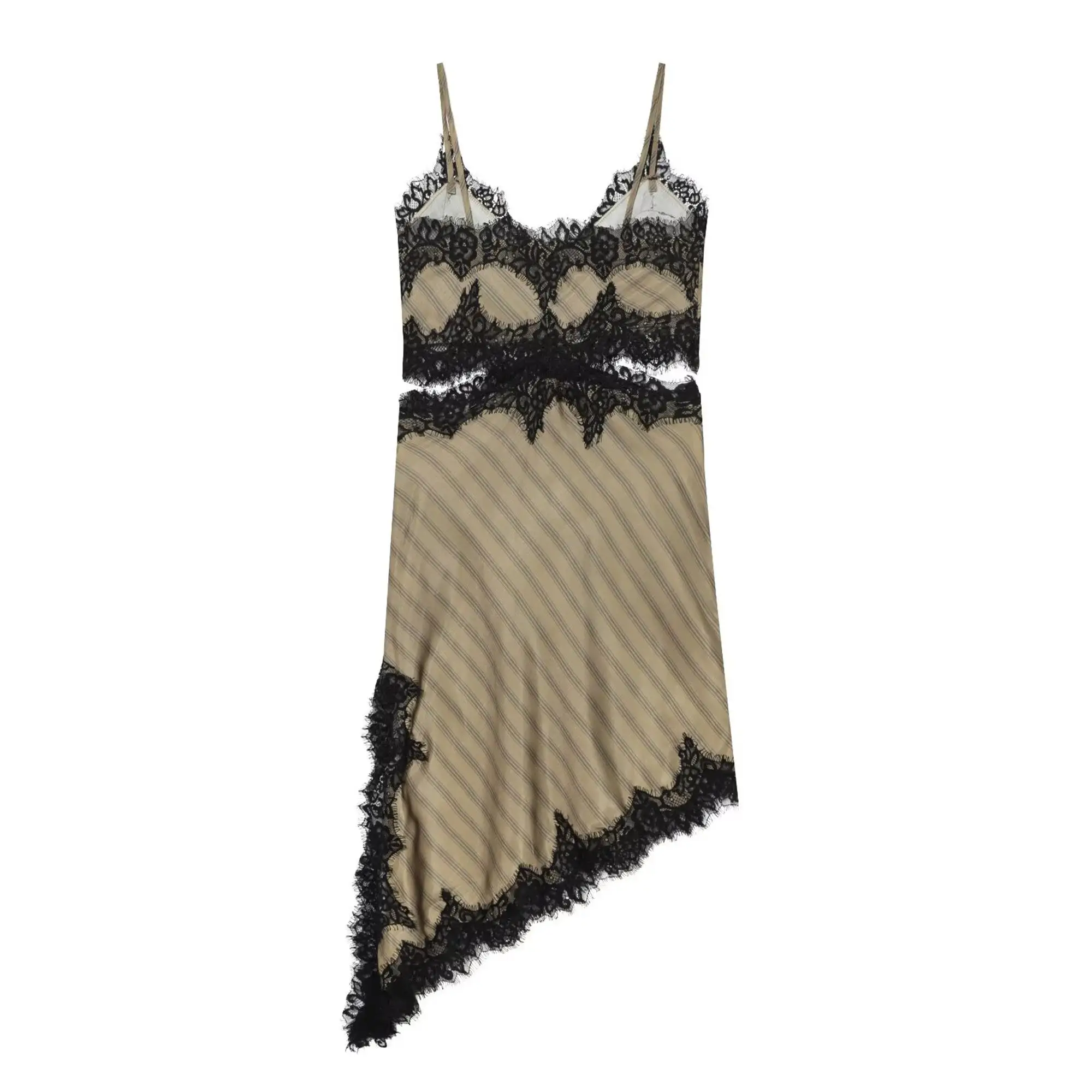 2026 Neues Damenkleid mit Spitzenbesatz und Cut-Outs Ärmellos Asymmetrischer Saum Langes Trägerkleid Elegante Damenmode für Partys und Streetwear – Detail 3