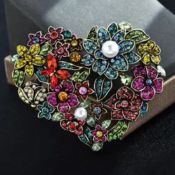 women heart shape flower cluster brooch fashion colorful pins