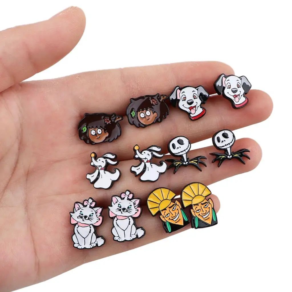 70s' Cartoon Cat Dog  Enamel Earrings for Girls Womens Cute Stainless Steel Earring Ear Stud Cosplay Jewelry Accessories Gifts