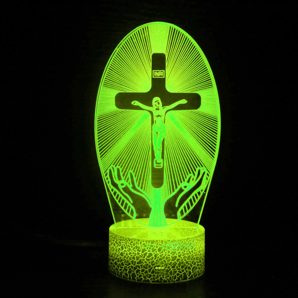 Nighdn Cross 3D Night Light Jesus Illusion Hologram Lamp LED Best Birthday Christian Gift for Religious Women Men  Present