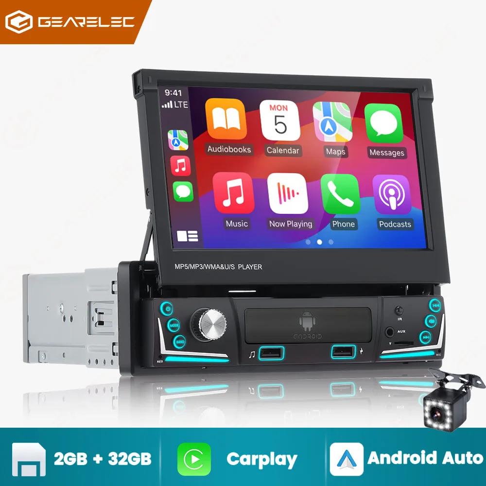 Gearelec 1Din Car Radio Android CarPlay Multimedia Video Player 7