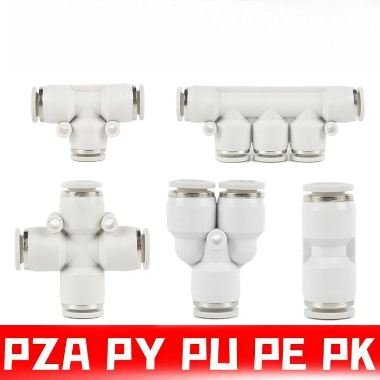 PU PE Plastic Air Tube Quick Coupler PZA PK PY 3/4/5 Way Push to Connect Fitting for Industrial Pneumatic Systems