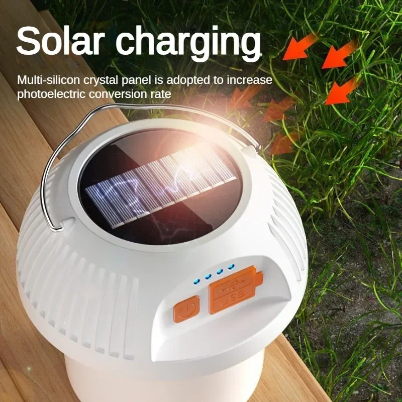 Outdoor Solar Camping Lantern Rechargeable Multifunction Portable Hanging Tent Lights Waterproof Emergency Lamp Fishing Climbing