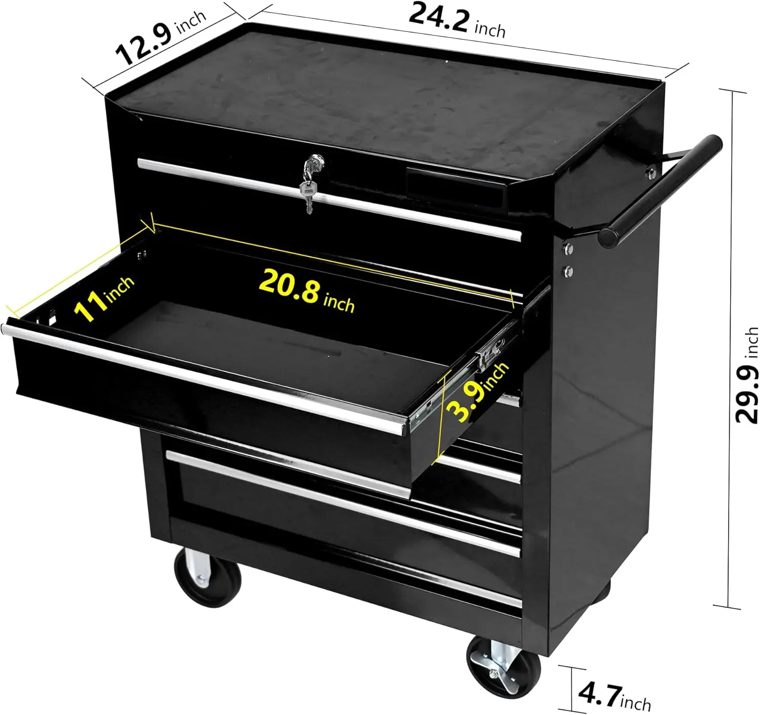 Rolling Tool Chest 5-Drawer Rolling Tool Box With Interlock System And Wheels For Garage Warehouse, Workshop Repair Shop