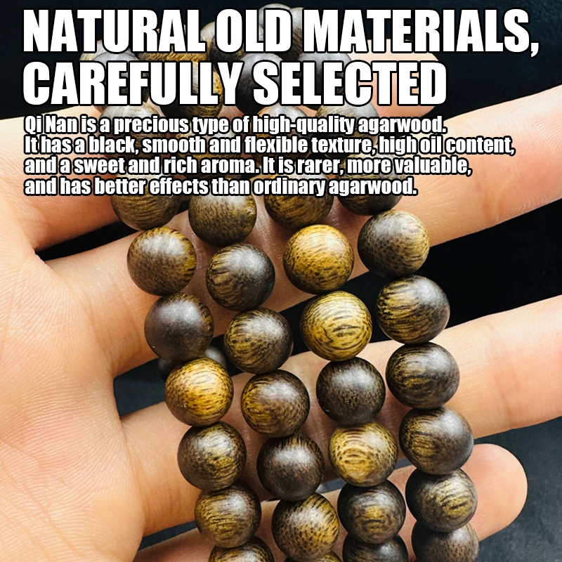 0.315Inch*108 Pieces, about 43 Grams, Qinan, Natural Agarwood, High-Quality Wooden Toys, Bracelets, Round Beads, Necklaces, Bracelets, Jewelry, Fashionable, Retro, Collectibles, Gift Boxes, Essential Gifts [Sinking, Water, Level]