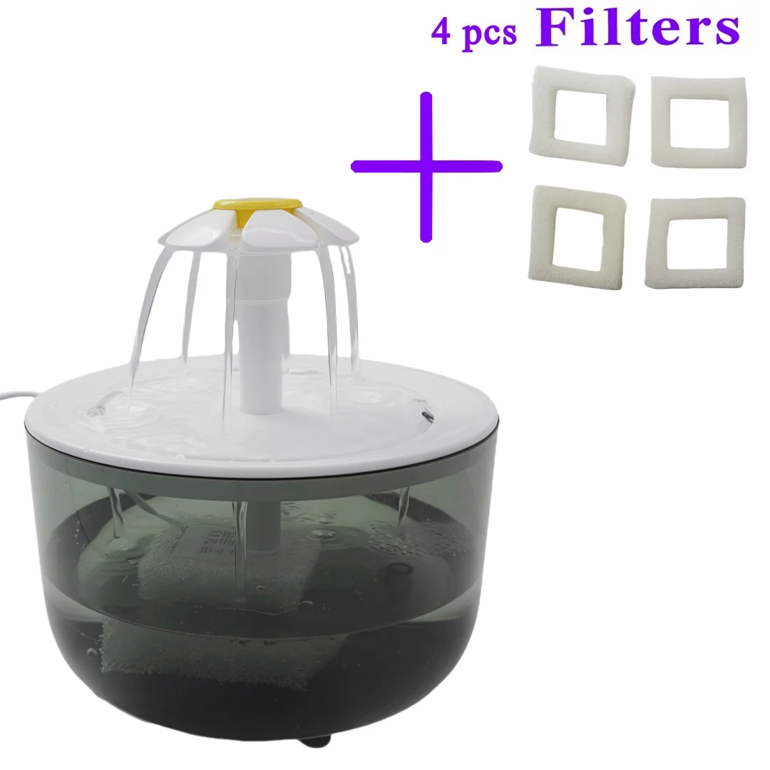 Haustier-Trinkbrunnen mit 4 Filtern, Automatischer USB-Elektrischer Katzen-Trinknapf 1200ml, Rezirkulierender Filter Katzen-Wasserspender