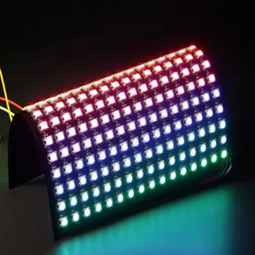 Flexible LED Strip WS2812 Dual Signal Digital 5V Individually Addressable 8x8/16x16/8x32 Matrix Screen Module for LED Lighting