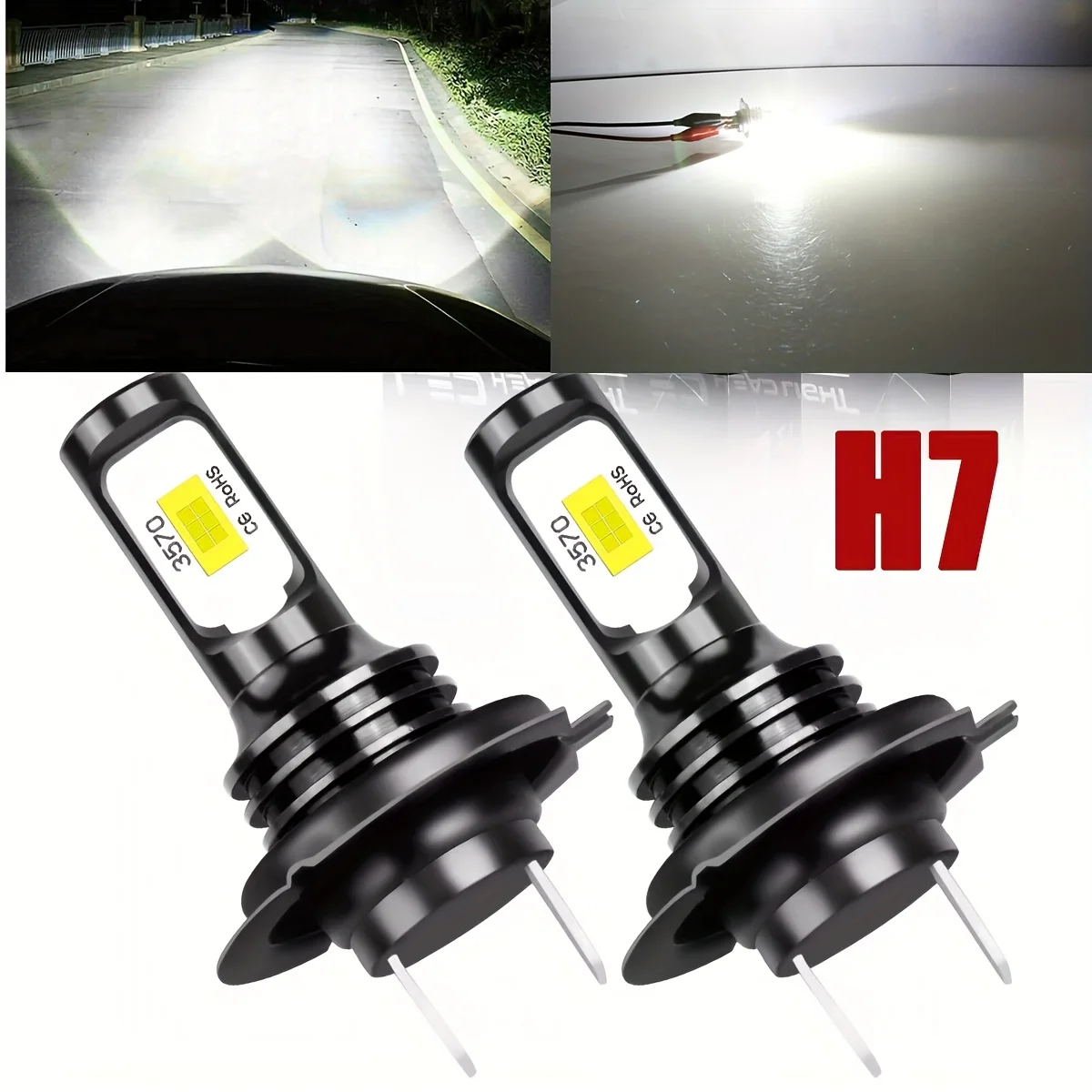 

2Pcs H7 LED Headlight Bulb Wireless 80W 20000LM 6500K 3570 CSP Car Headlamp Auto Diode Lamp 12V 24V Automobile