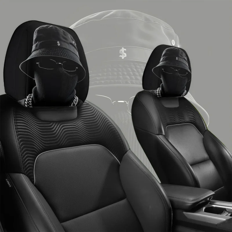 Hip Hop Masked Man Print Car Headrest Covers Universal Auto Seat Head Rest Protector Decor