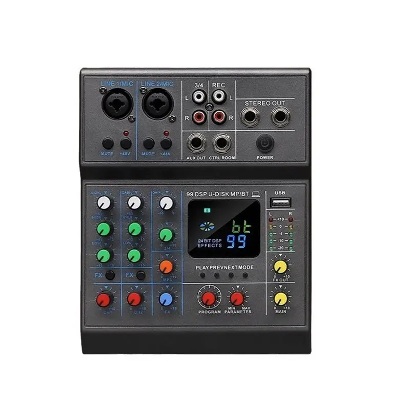 

Микшерный пульт B03B-Mobile Broadcast, 4-канальный, с Bluetooth, USB, цифровыми эффектами, для аудиостудии