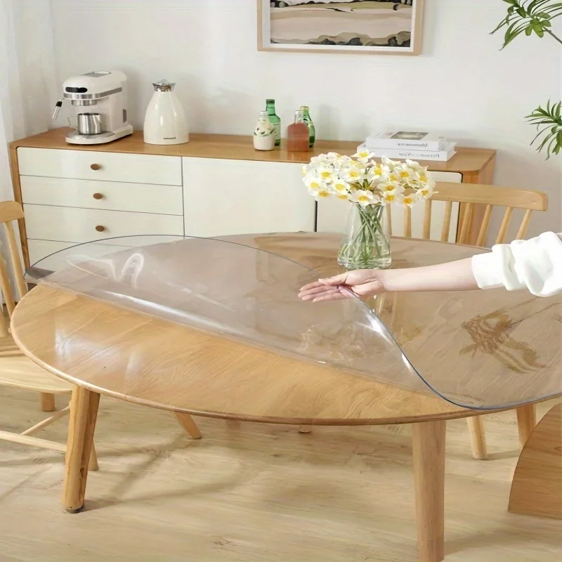 Transparent PVC Round Table Mat 120/130/140cm Clear Dining Tablecloth Waterproof Oilproof Soft Glass Furniture Protector Cover