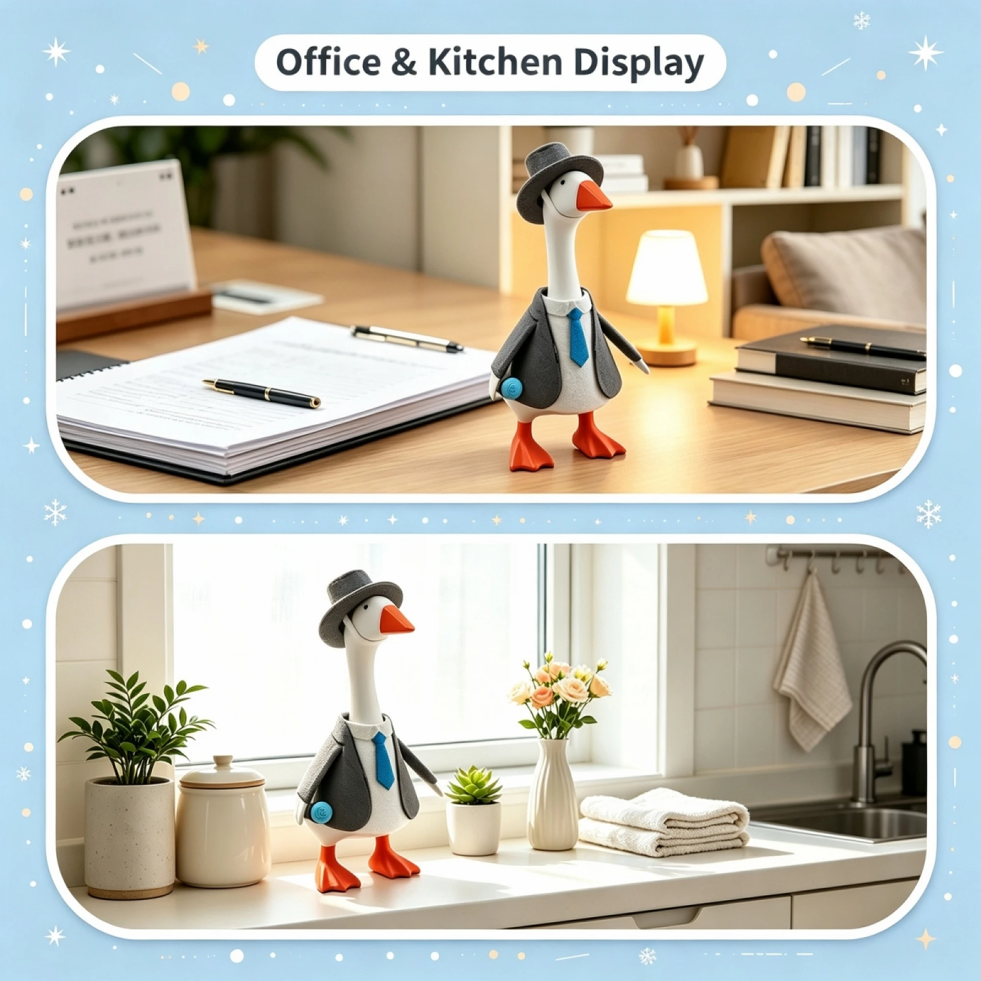 7 inch Desk Goose Outfit Mini Goose Business Costume and Top Hat for Party
