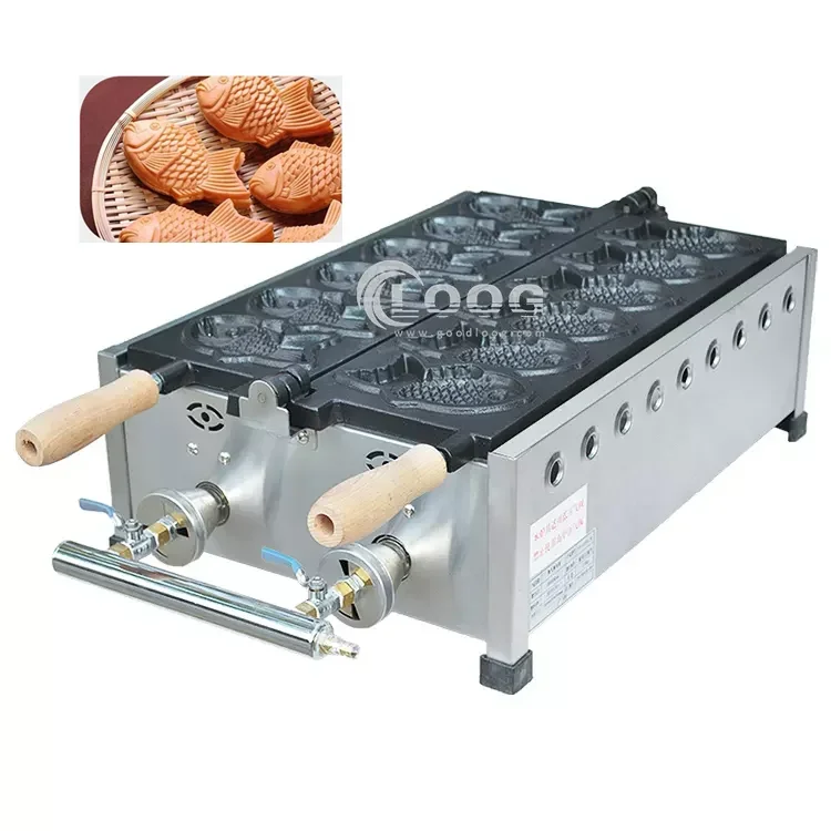 Factory Price Stainless Steel Gas Taiyaki Machine / 3layers Nonstick 6pcs Fish Waffle Making Taiyaki Baker Maker