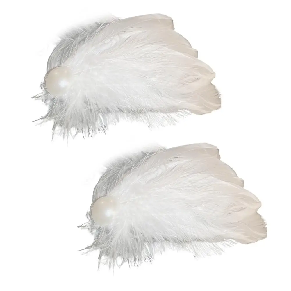 White Feather Hair Clip Ballet Style Faux Pearl Charm Artificial Swan Feather Hair Pins Women Girls Wedding Bride Christmas