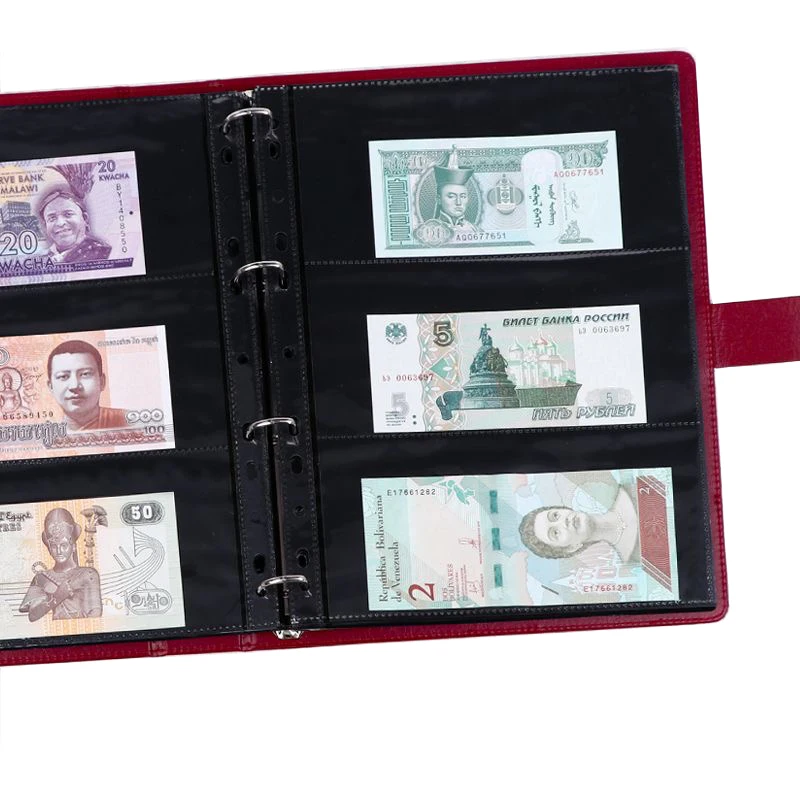 Paper Money Sleeves 3 Pocket Double Sided Money Banknote Collection Album Page 3 Slot Loose Leaf Sheet Banknote Currency Storage