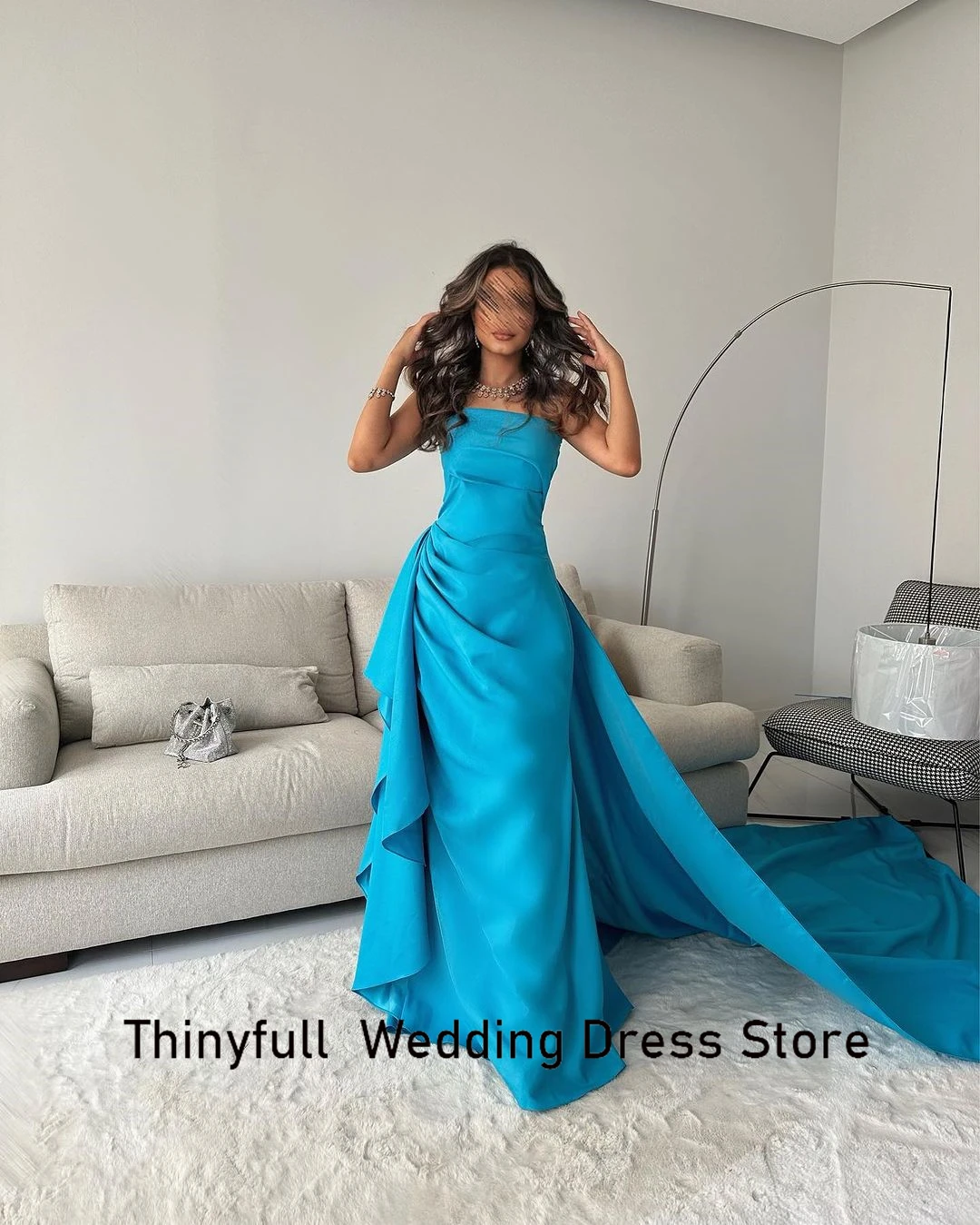 Thinyfull Saudi Arabia Mermaid Prom Dress Strapless Sleeveless Evening Party Gowns 2023 Women Formal Dress Vestidos De Noche