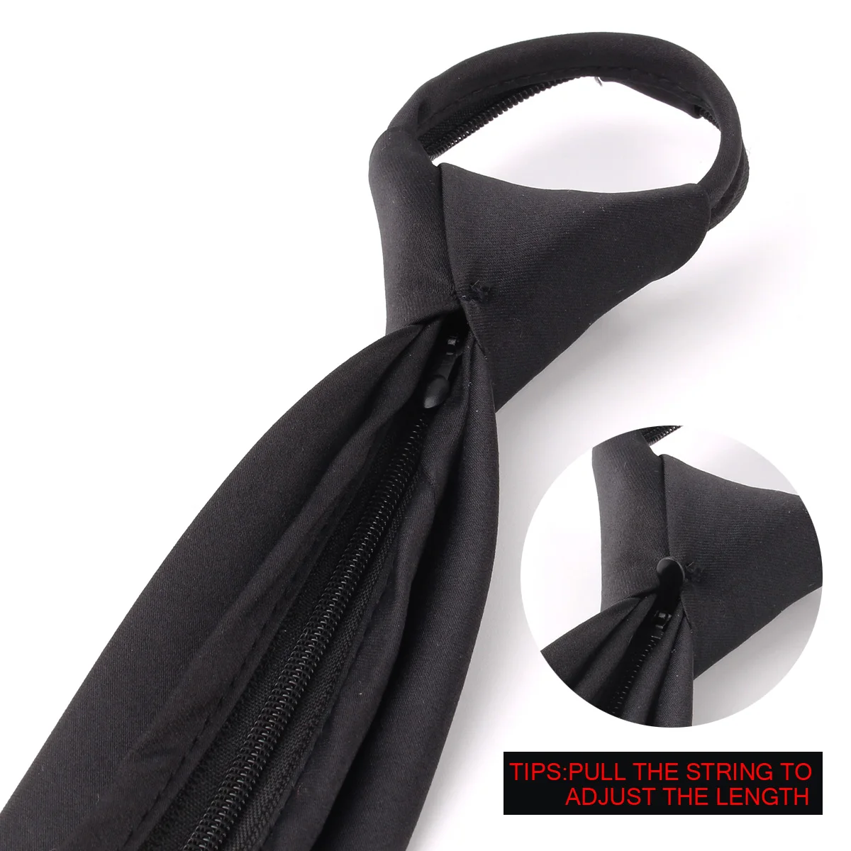 Hot Selling Style Zipper Ties for Men Women Easy Pull Black Neck Tie Polyester Funny Print Neckties for Boy Girls