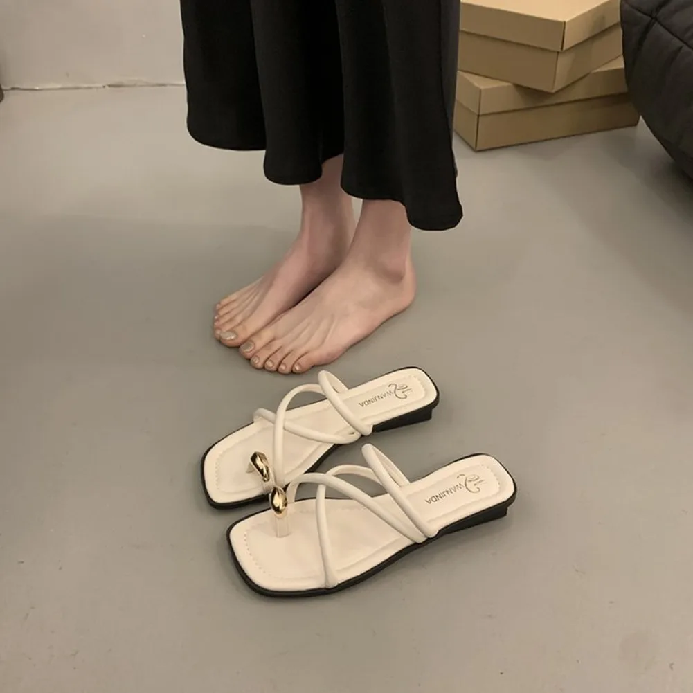Stylische Damen-Sandalen mit Kreuzriemen, bequeme, leichte Zehenriemen-Strandschuhe mit lässigem, einfarbigem Design für den Sommer – Detail 20