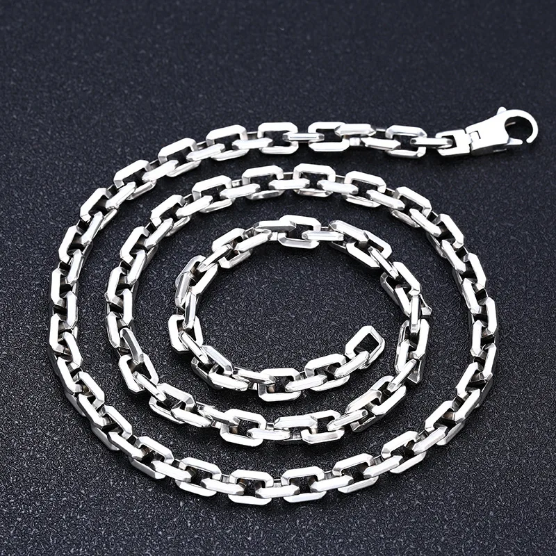 

S925 Sterling Silver Unisex Seiko Chain Trendy people's minimalist ring buckle, versatile necklace naked chain as a gift