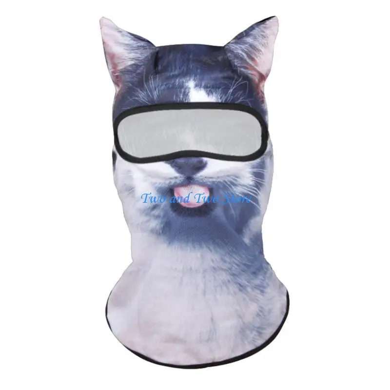 

HX6F MultiFunctional Cats Pattern Balaclava Face Mask Hat for Various Sport Cycling