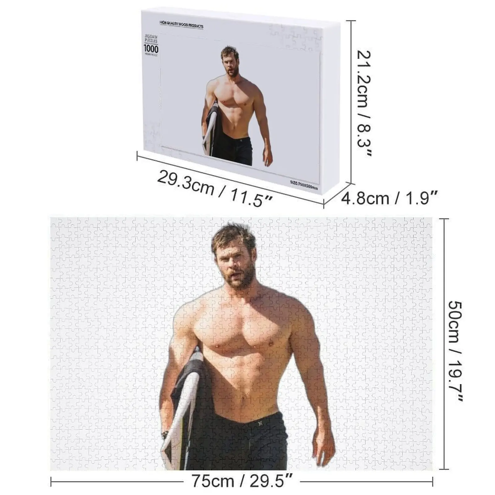 คริส เฮมส์เวิร์ธ ซิกซ์แพ็คจิ๊กซอว์พัซเซิลของเล่นนวนิยายสำหรับเด็กปี 2022 ปรับแต่งสำหรับเด็กปริศนา