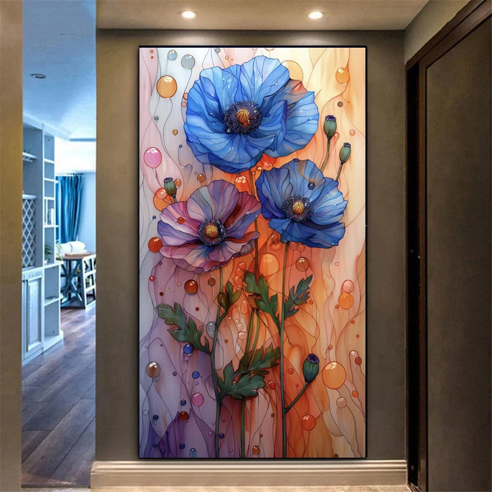 Diy Diamond Painting New 2025 Abstract Poppy Flowers Diamond Embroidery Full Square Round 5D Cross Embroidery Room Decoration