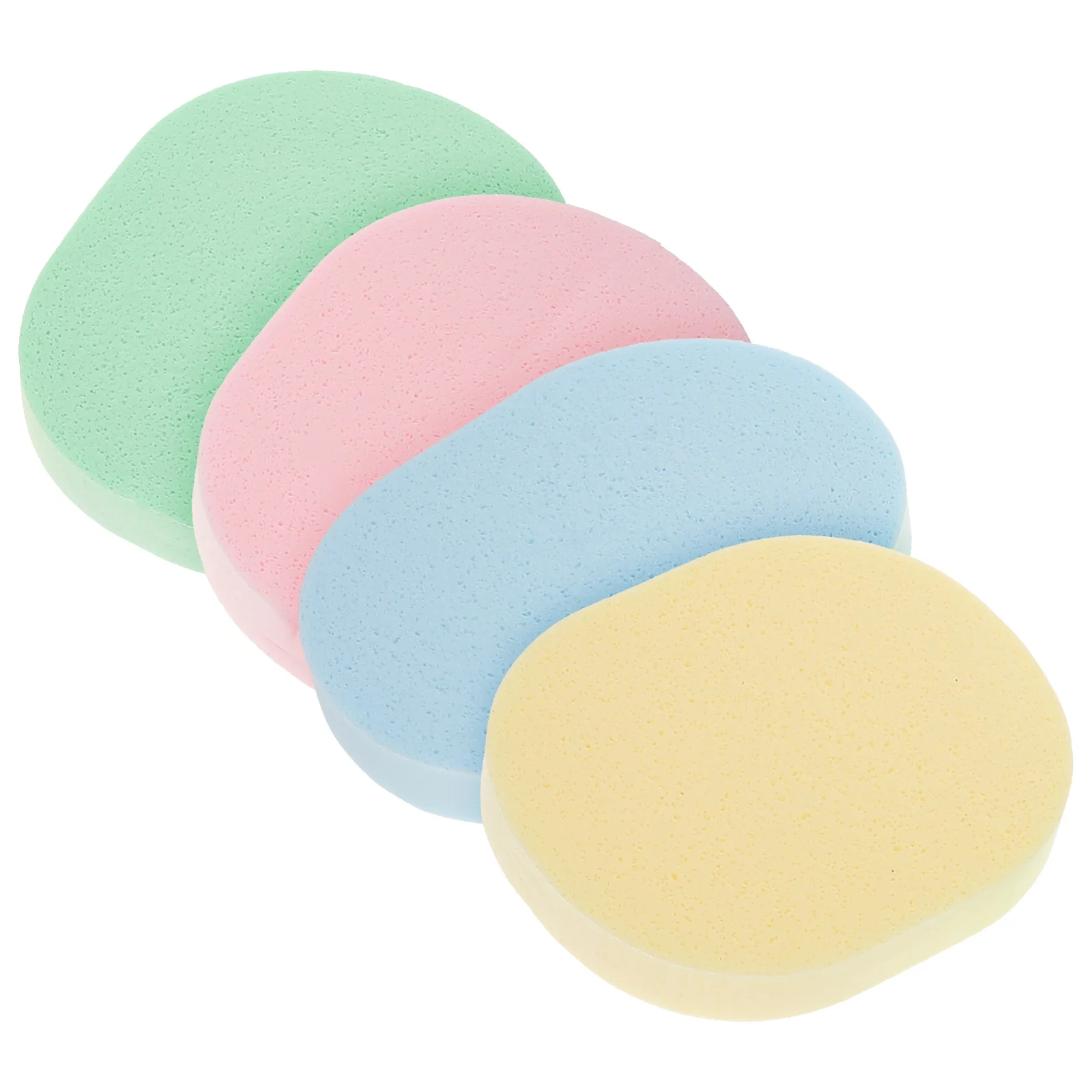 4 Pcs Facial Cleanser Oval Shaped Sponges for Washing Face Natural Travel Scrubber Compressed Pva Exfoliating Portable