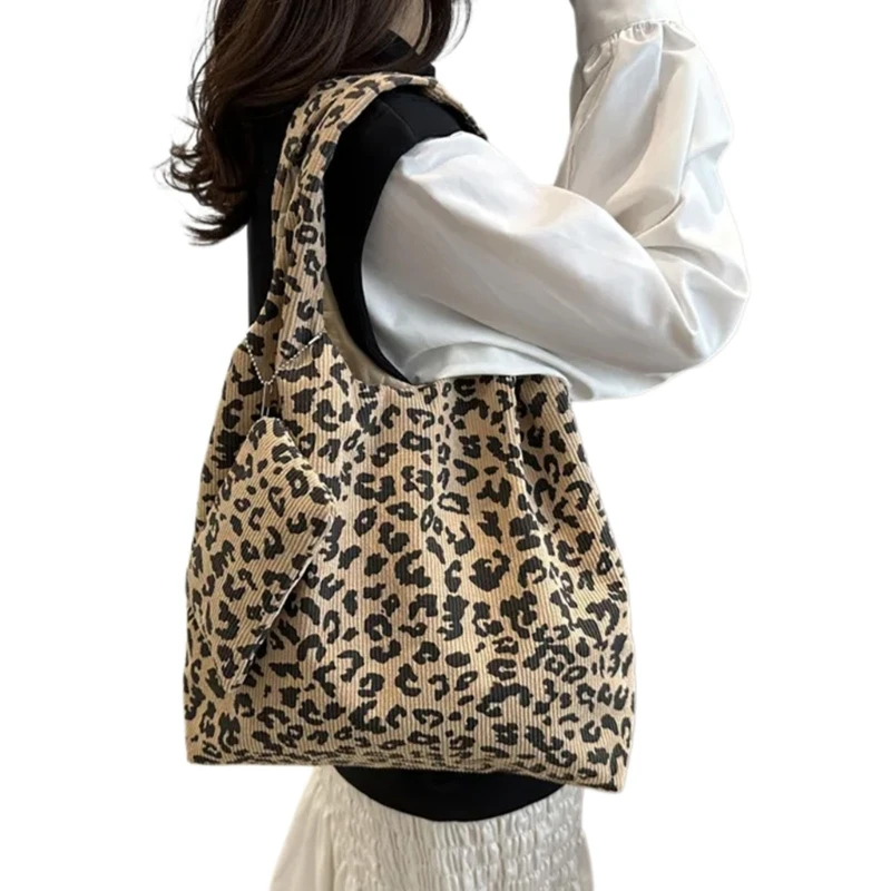 Leopard Print Autumn Winter Slouchy Bag Handbag Shoulder Purse Casual Work Bag Underarm Bags for Office and Travel Use