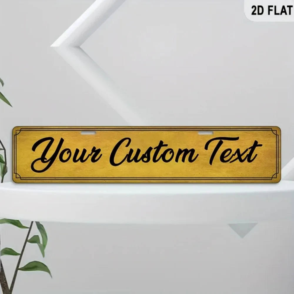 [CIFbuy][2D Flat] Personalized Vintage Golden Aluminum Plate Sign,Custom Text Indoor Outdoor Wall Decor (Only For Decoration)