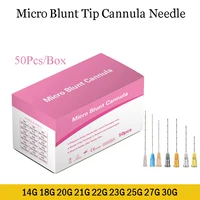 Micro cánula roma, aguja fina estéril, 18G, 22G, 25G, 27G, 38mm, 50mm, 70mm, canula roma empaquetada desechable