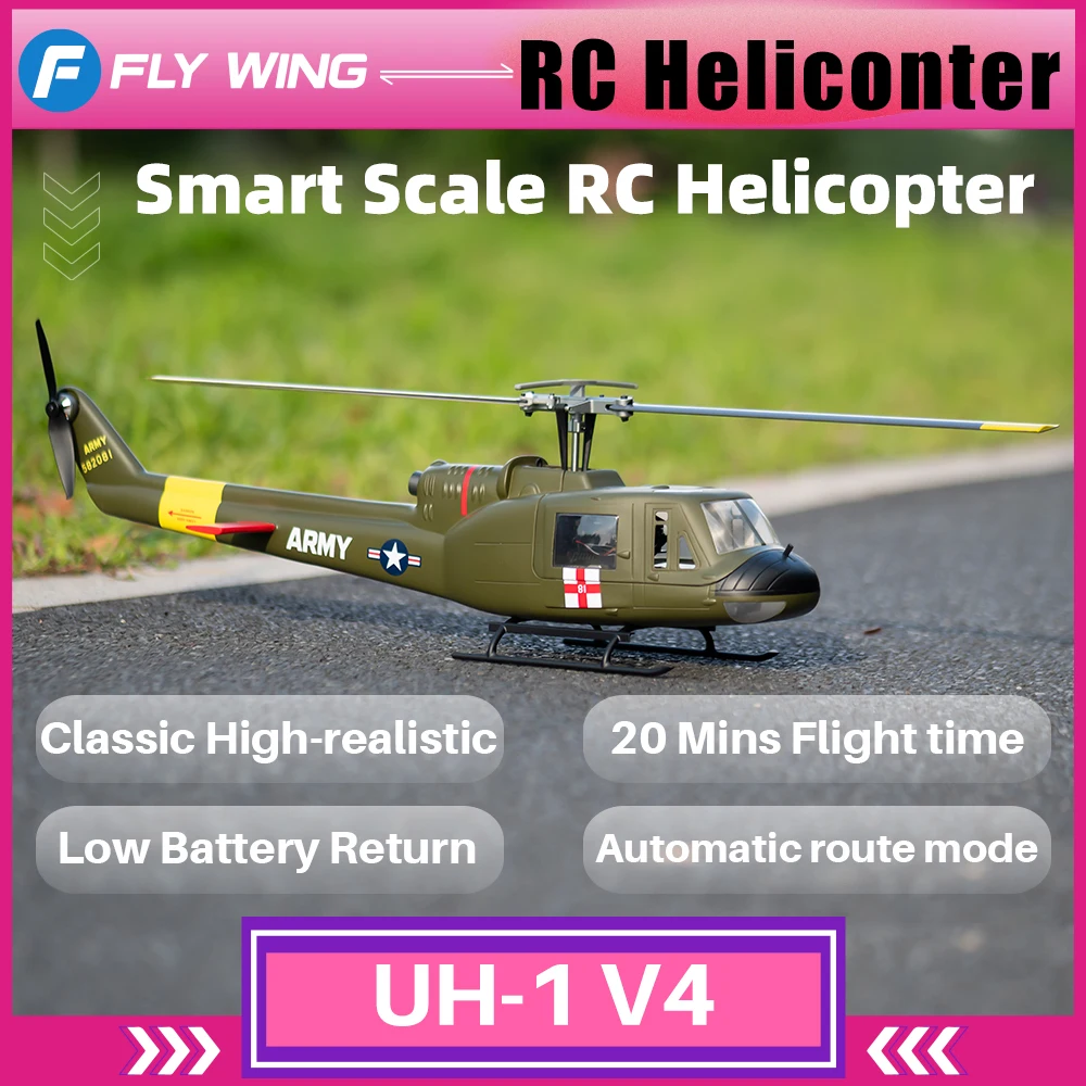 

Вертолет FLYWING UH1 V4 в масштабе с металлическим ротором H1 GPS 450 RC Вертолет бесщеточный iroquois UH1 V3 450 размера Huey UH1 вертолет