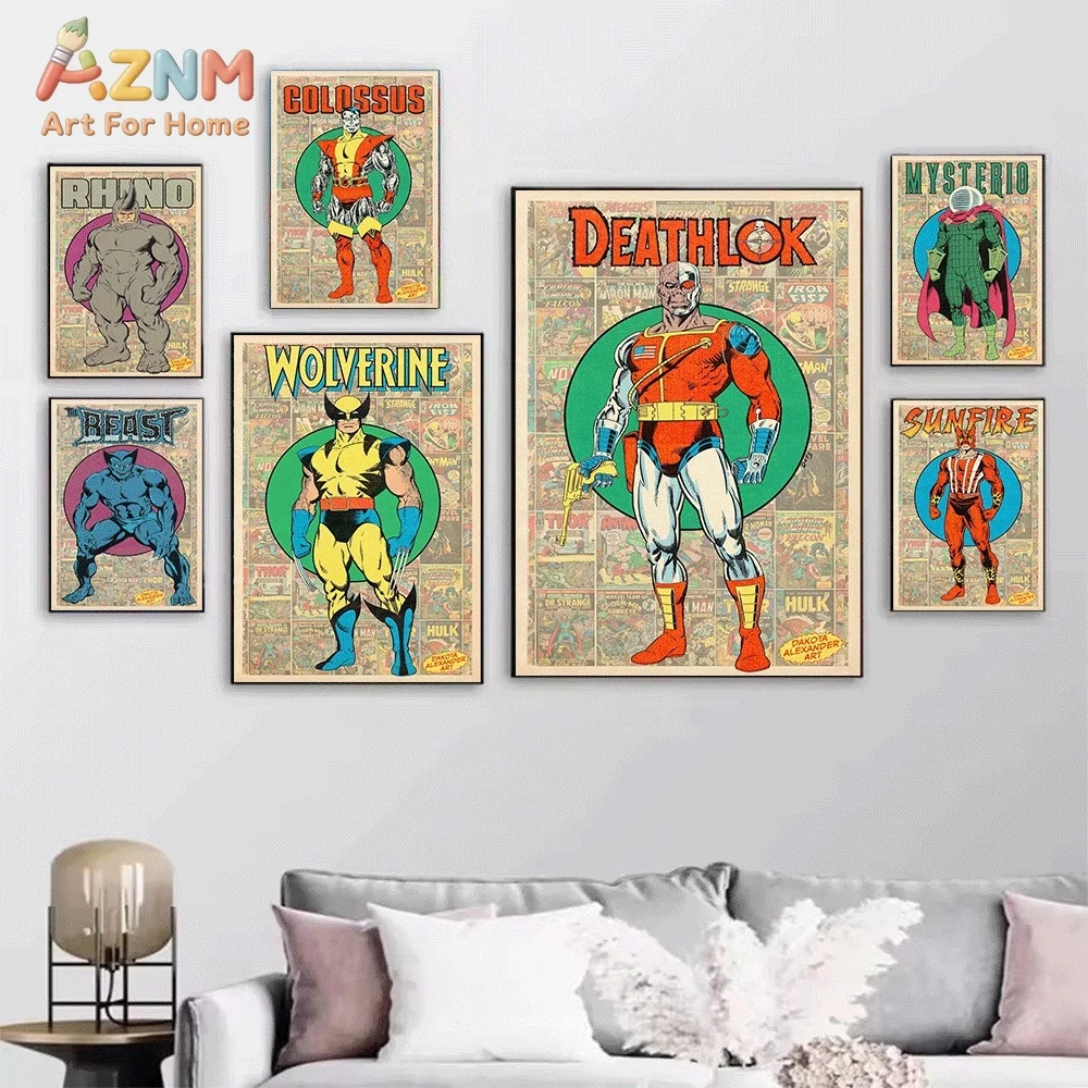Vintage Wonder Man Retro Comic Canvas Wall Poster,Classic Marvel Superhero Character Art Print,Unframed Canvas Painting for Be