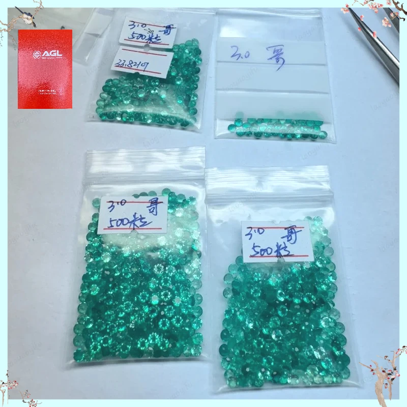 Top  Lab Grown Emerald Round Shape Small Size Charms Loose Gemstone For Jewelry Making Selectable Certificate