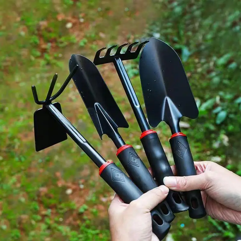 Conjunto de ferramentas de jardim pá resistente ancinho enxada ferramentas de aço inoxidável ergonômico suprimentos de jardinagem multi-funcional à prova de ferrugem