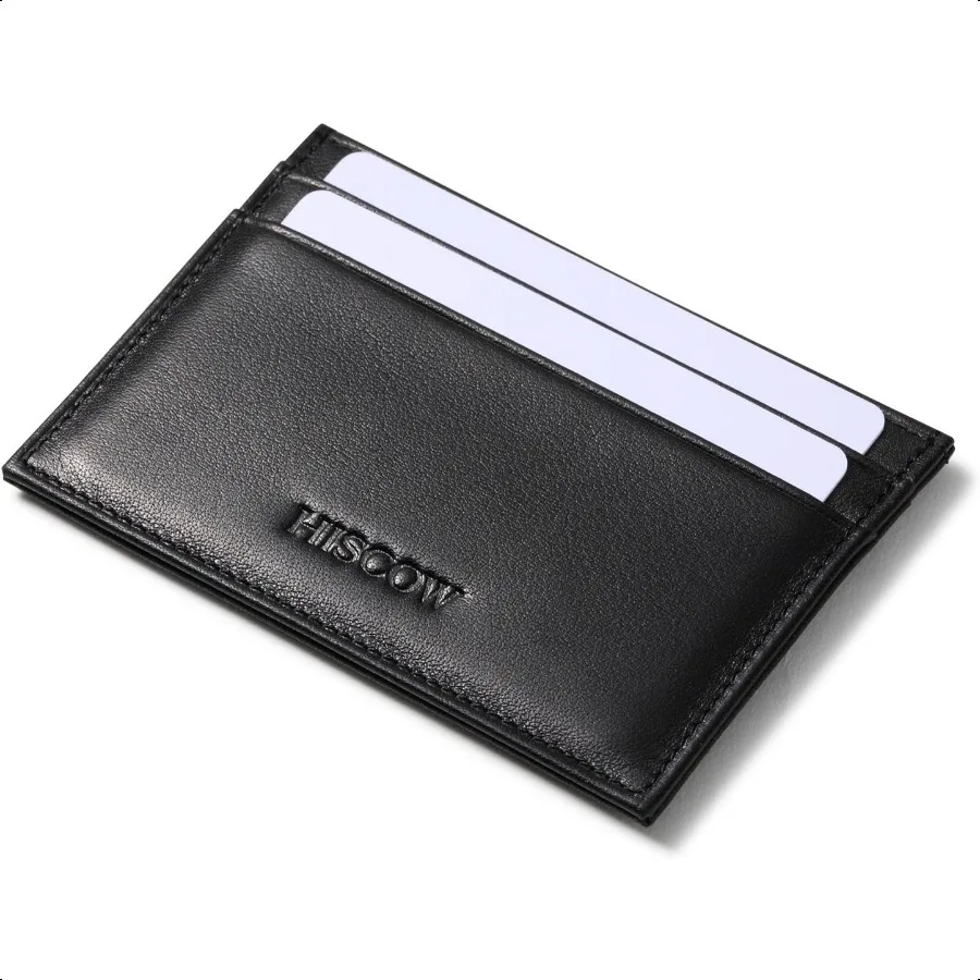 

Leather Slim Card Holder Tiny Small Credit Card Wallet ID Case for Men Women Black
