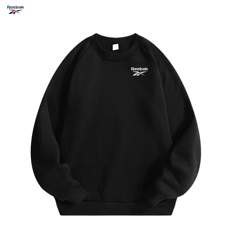 Nueva camiseta deportiva de estilo sencillo para hombre de Reebok, con tela gruesa, color liso, cuello redondo, estilo casual para otoño.