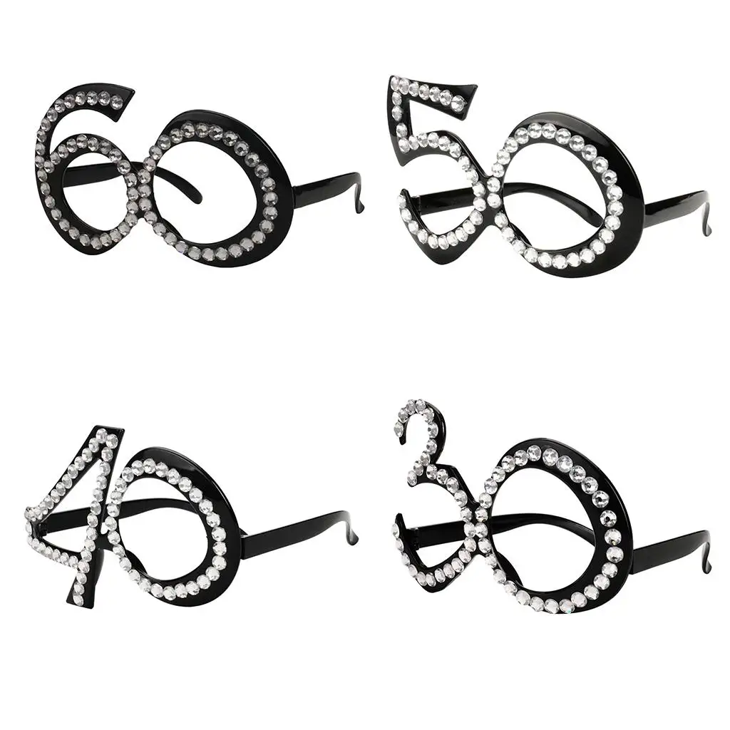 Large Black Frame Costume Props Decorative Party Glasses Eyewear for 30th Birthday Celebration Accessories