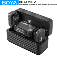 BOYA BOYAMIC 2 Wireless Lavalier Lapel Microphone for iPhone 15/16 Type-C Devices Android Camera Video Recording Vlog Streaming