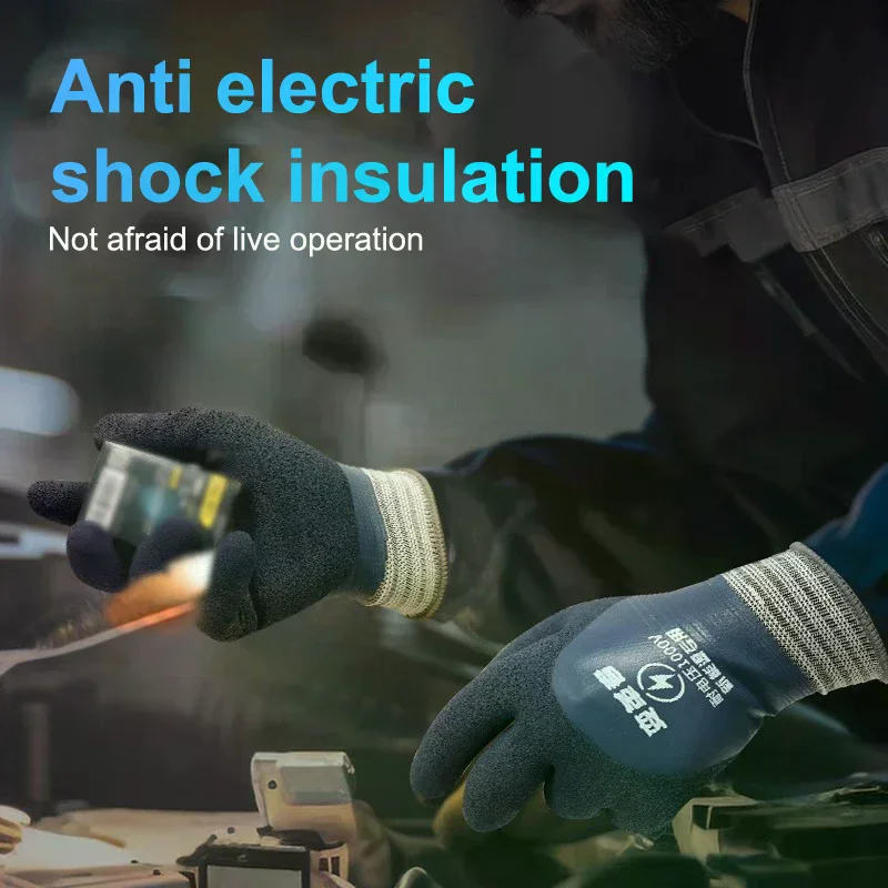 1 Pair Withstanding Voltage 1000V Rubber Insulation Glove For Electrical Maintenance Home And Construction Insulating Gloves