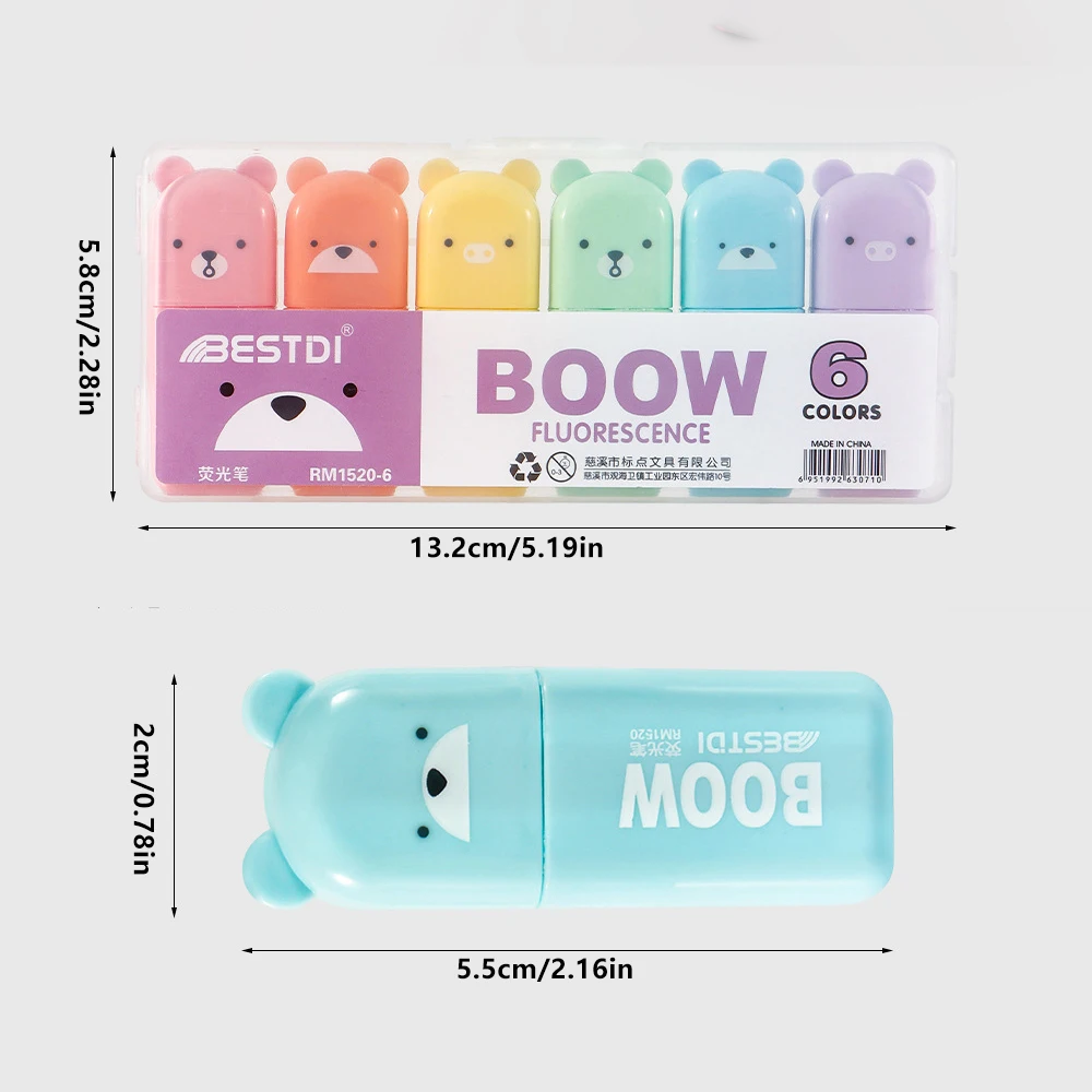 4/5/6 Color Set Punctuation Mini Fluorescent Pen Eye Protection Macaron Fluorescent Stroke Special Marking Highlighter Permanent