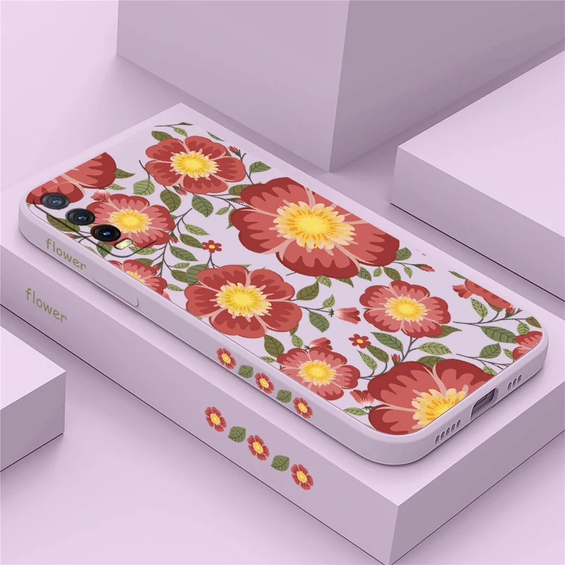 Чехол для телефона Vivo Y04 Y02 Y02S Y21T Y21A Y22 2022 Y22S Y12S Y20I Y20 Y19 Y16 Роскошный противоударный матовый силиконовый чехол с цветком