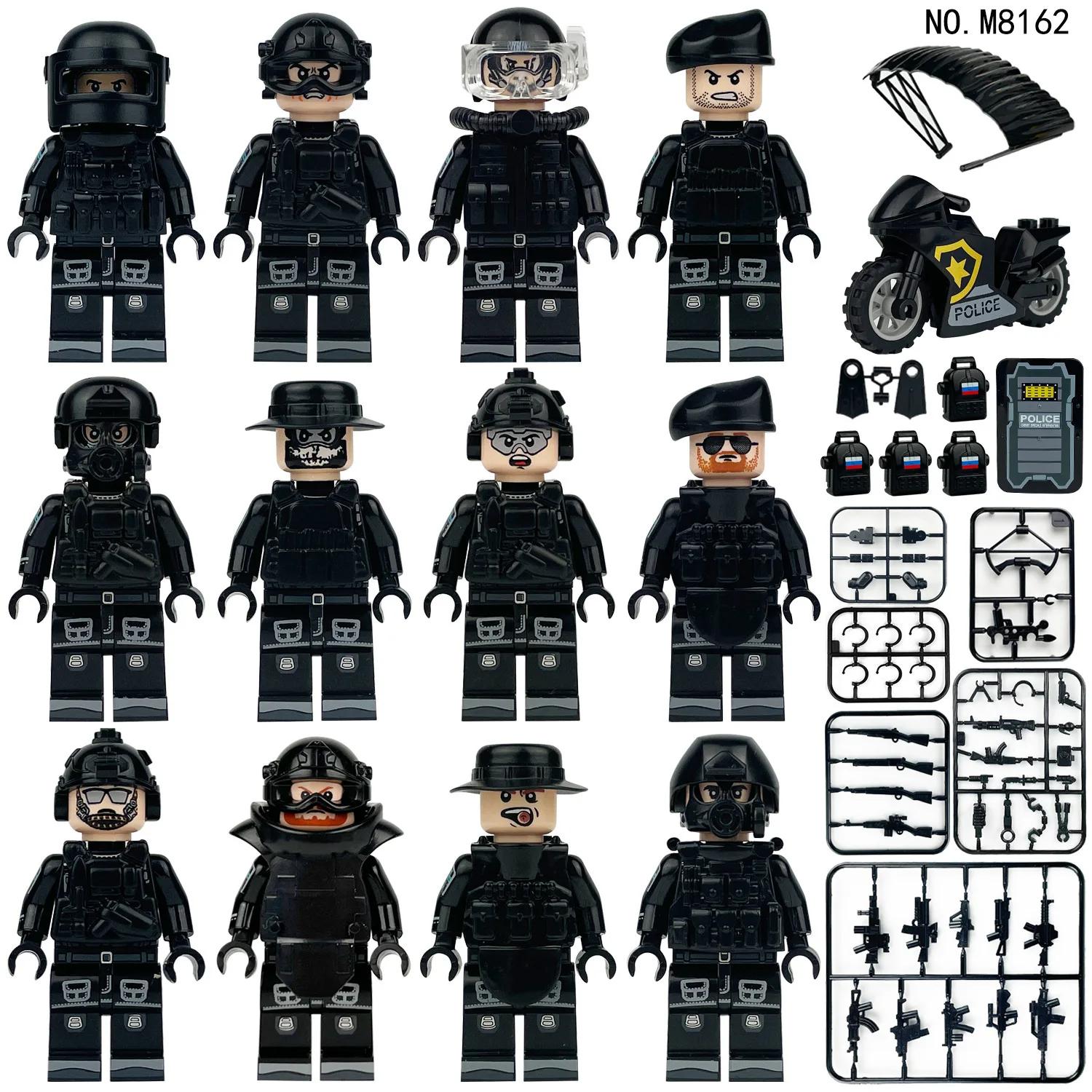 12pcs Building blocks, figures, special police anti-terrorism cheetah commandos, humanoid dolls, children's toys, birthday gift image 3