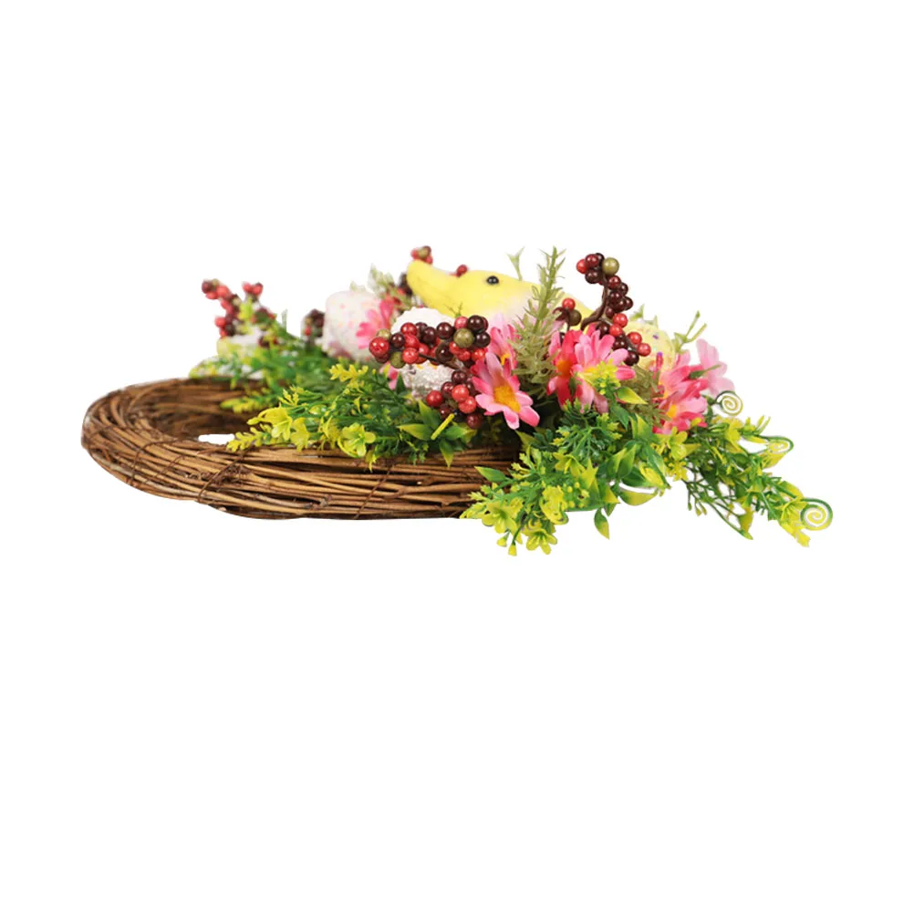 

Easter Wreath Glowing Door Pendant Rattan Plastic Material Powered String Lamp Creative Hanging Decor Festival