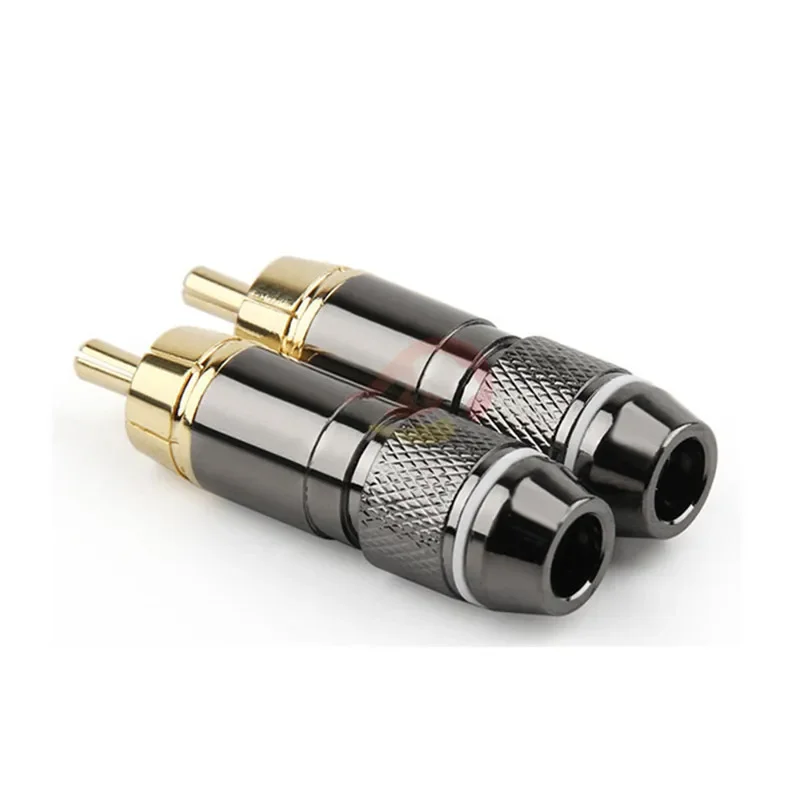 Conector RCA de enchufe de Audio, electrónica de consumo, macho, cobre chapado en oro, bloqueo de tornillo para soldar Cable de Video, aleación de