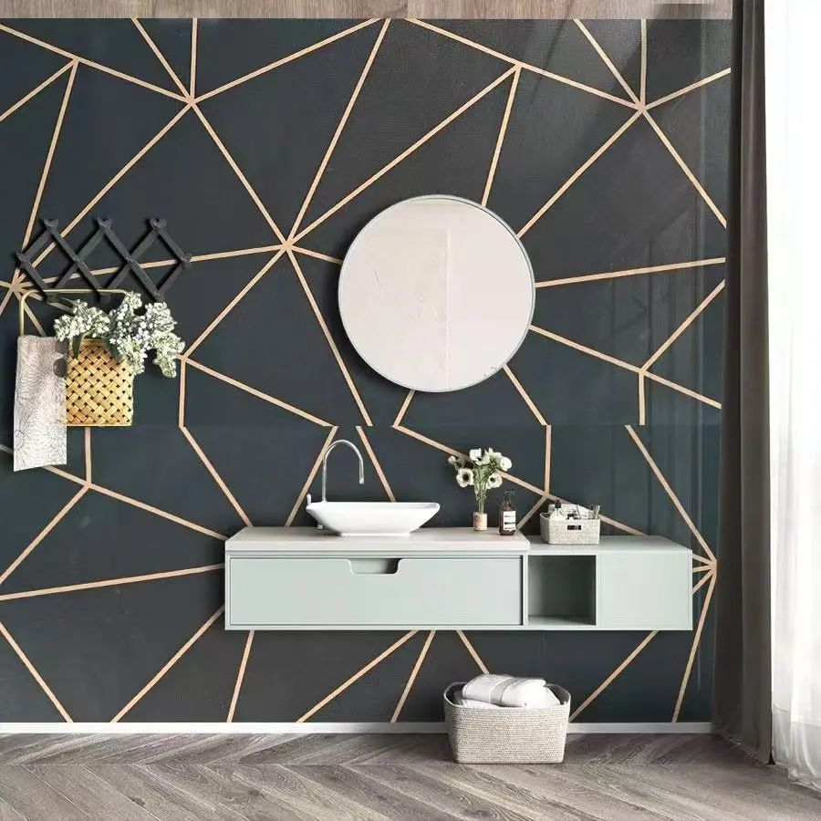 Geometric Pattern Self Adhesive Wallpaper Peel and Stick Removable Waterproof Wall Sticker for Living Room Bedroom Home Wall Dec
